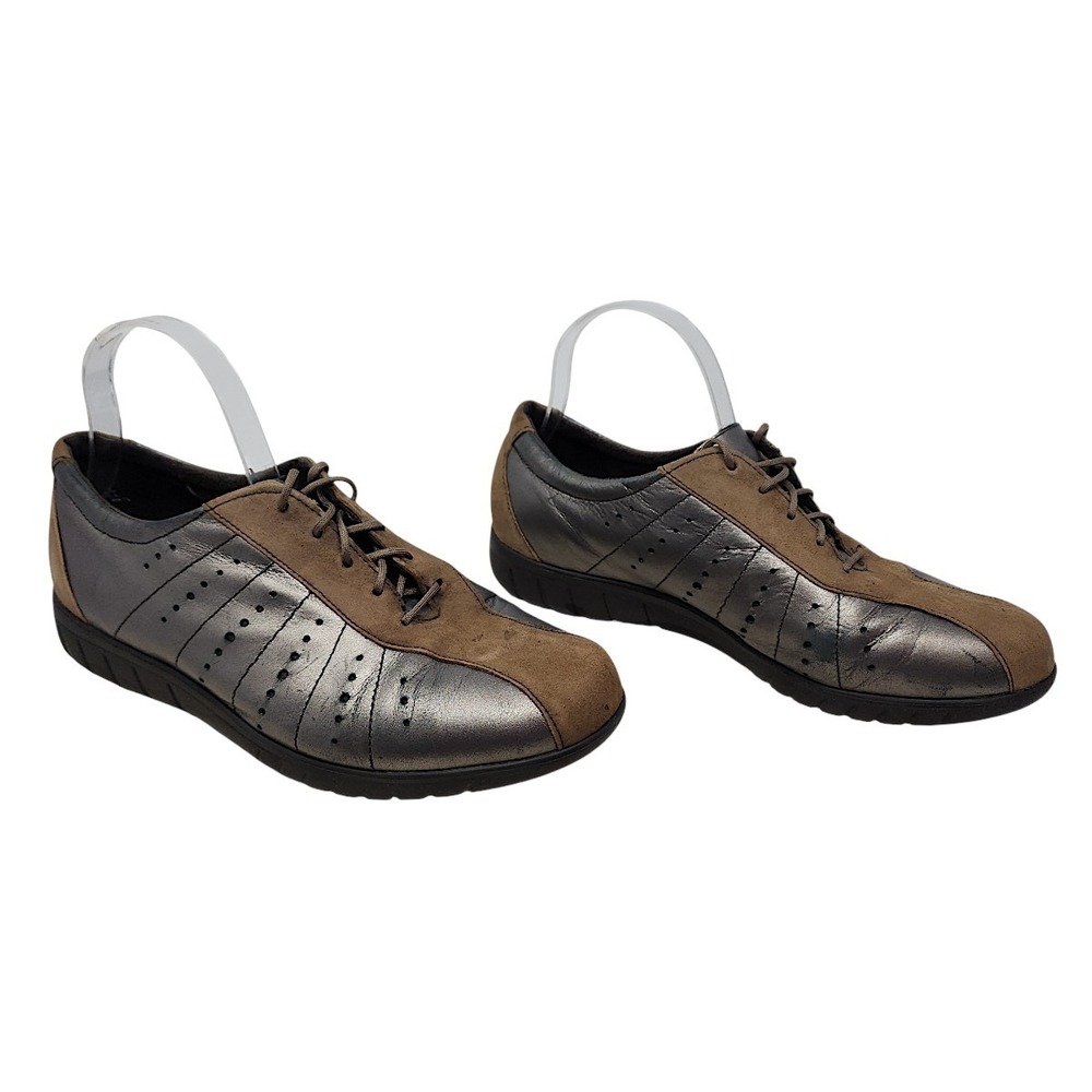 Munro Sport Sneaker 9.5 Women Tori Oxford Pewter Brown Leather Suede Comfort USA - Picture 13 of 13